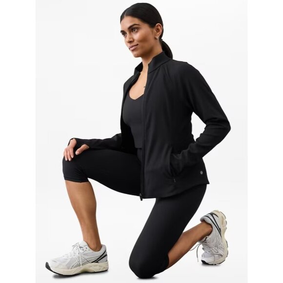 Athleta M Salutation Ribbed Jacket 2.0 Black Medium Regular - Picture 1 of 6